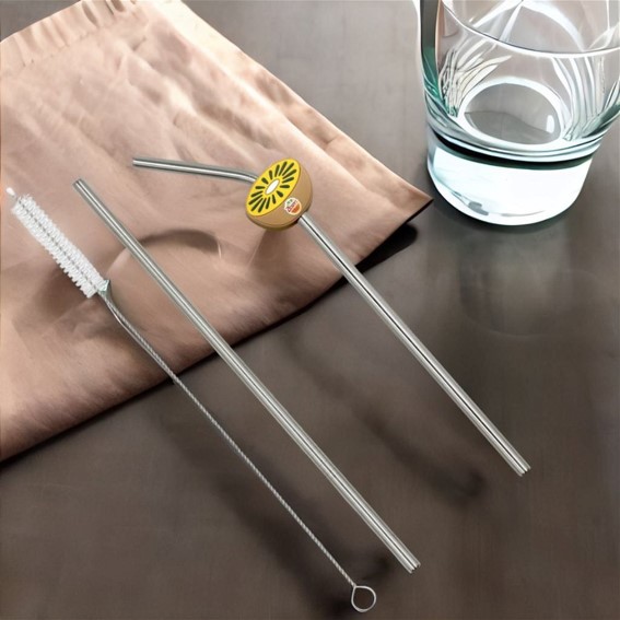 Stainless Steel Straw Set with Customised Topper